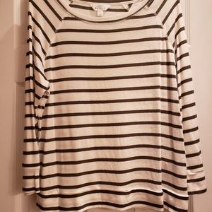 Market & Spruce pullover white and green stripe